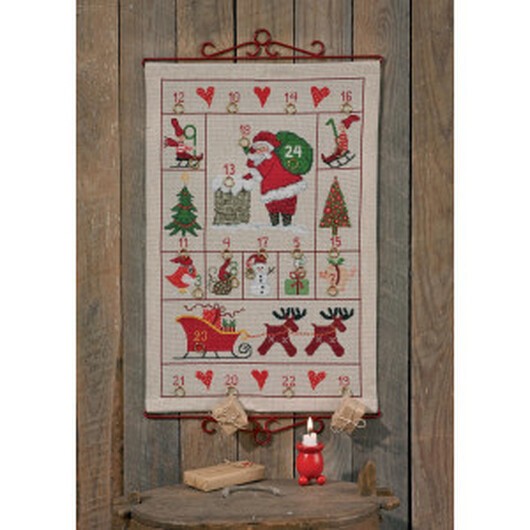 Permin Broderikit Aida Julkalender Kalender Modern 40x57cm