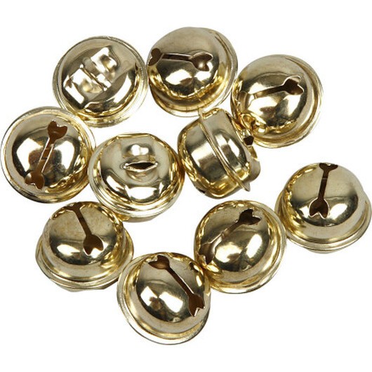 Bjällror, Dia. 13+15+17 mm, guld, 12 mix./ 1 förp.