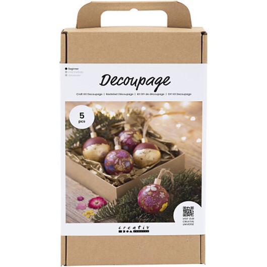 DIY Kit Decoupage, Torkade blommor, julröd, 1 förp.