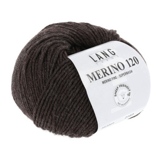 Lang Yarns Garn Merino 120 368 Mörk Brun Melange