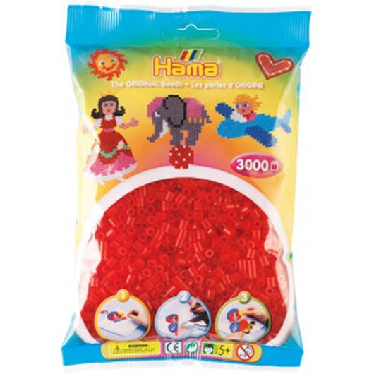 Hama Midi Pärlor 201-13 Transparent Röd - 3000 st.