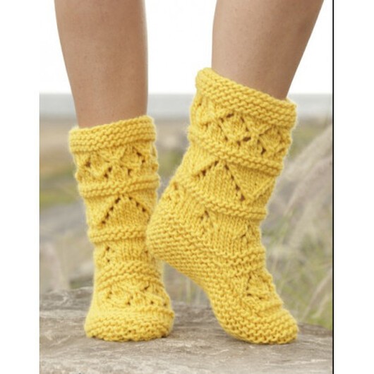 Lemon Twist by DROPS Design - Tofflor Stick-mönster strl. 35/37 - 40/42