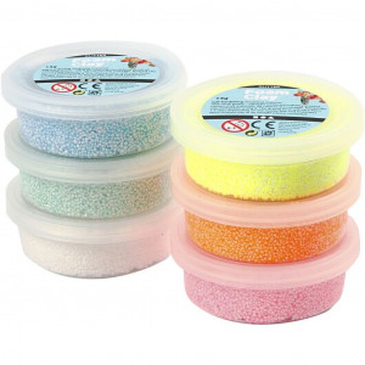 Foam ClayÂ® , pastellfärger, glitter, 14 g/ 6 förp.