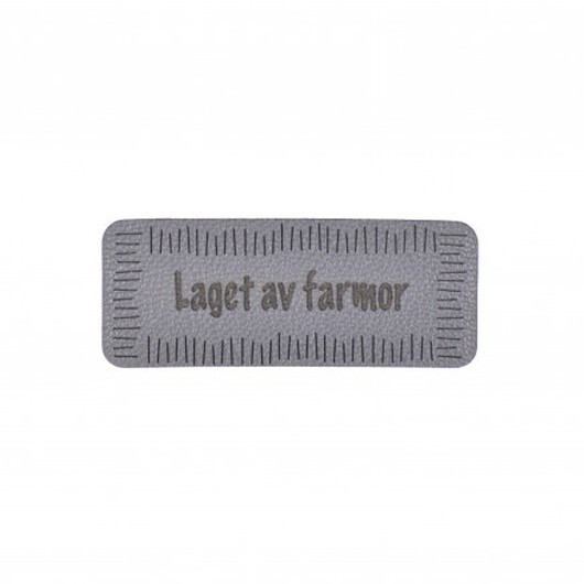 Norsk Label "Laget av Farmor" Imiterat läder Grå 5x2 cm - 1 st