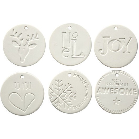 Galgar, storlek 7x7 cm, tjocklek 0,6 cm, vita, 6 st / 1 frp.