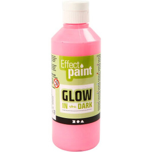 Glow in the Dark, Självlysande Färg, fluorescerande ljusröd, 250 ml/ 1 flaska