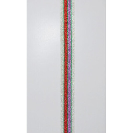 Elastiskt band 25mm Silver/Lila/Röd/Grön m/Lurex - 50 cm