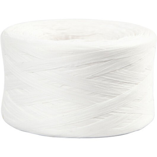 Raffia Pappersgarn, B: 7-8 mm, vit, 100 m/ 1 rl.