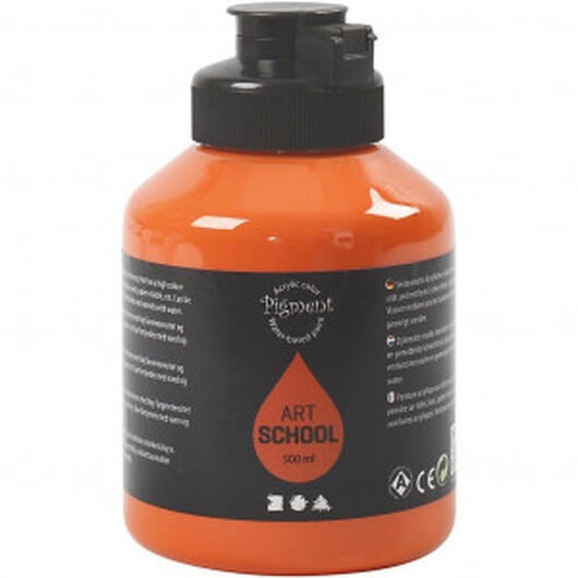 Art Acrylic Paint, orange, halvblank, halvtransparent, 500 ml/ 1 flask
