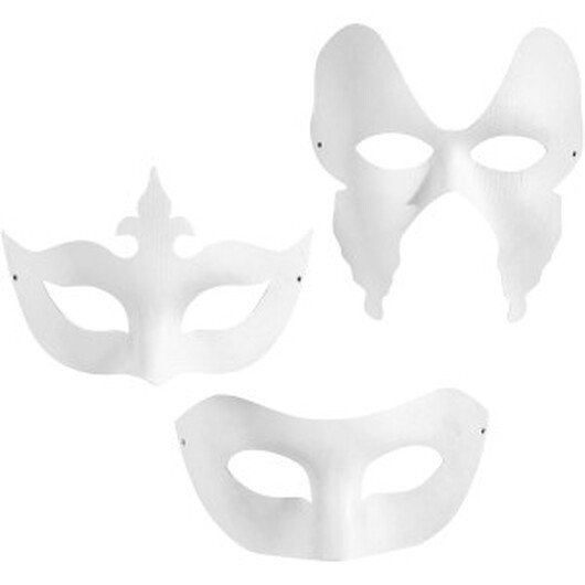 Masker, H: 10-20 cm, B: 18-20 cm, vit, 3x4st./ 1 förp.