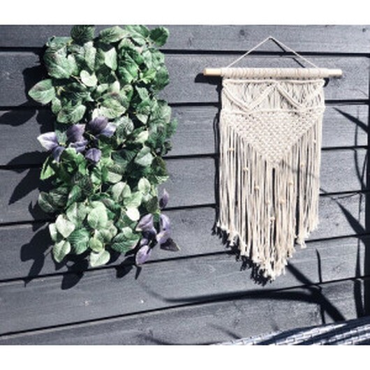 DIY Makramé - Mönster på väggdekoration - DIY Macramé - Knyttet vægophæng Knytteopskrift 50cm