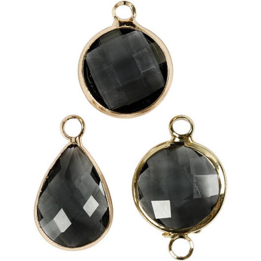 Smyckeberlock, H: 15-20 mm, Hålstl. 2 mm, grå, 6 st./ 1 förp.