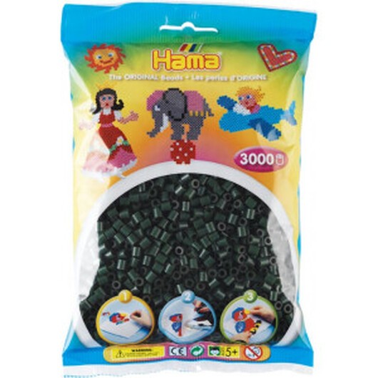 Hama Midi Pärlor 201-28 Mörkgrön - 3000 st.