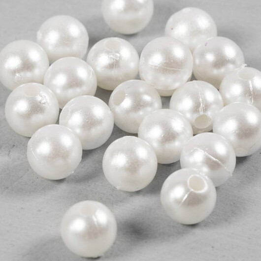 Vaxpärlor, Dia. 8 mm, Hålstl. 2,3 mm, pärlemor, 22 st./ 1 förp.