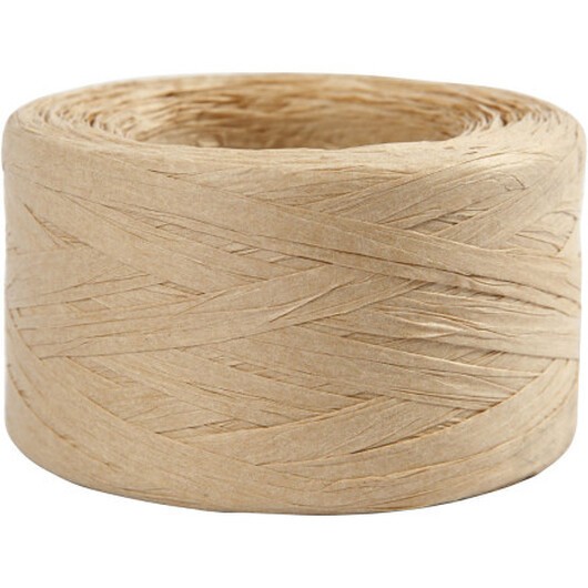 Raffia Pappersgarn, B: 7-8 mm, sand, 100 m/ 1 rl.