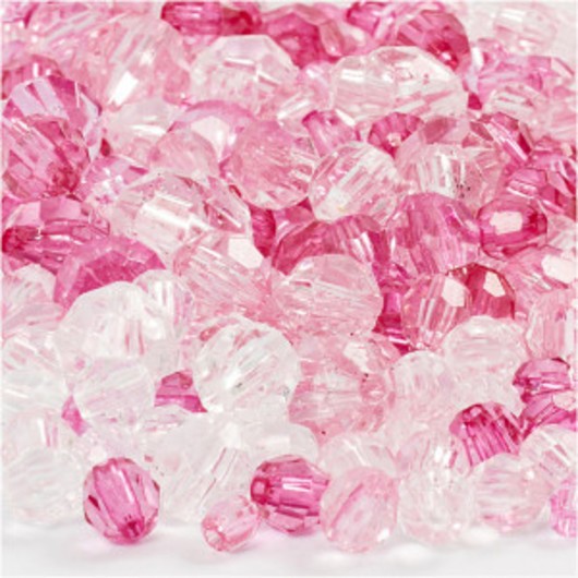 Harmoni Facetterade Plastpärlor, Mixade, pink (081), stl. 4-12 mm, Hål