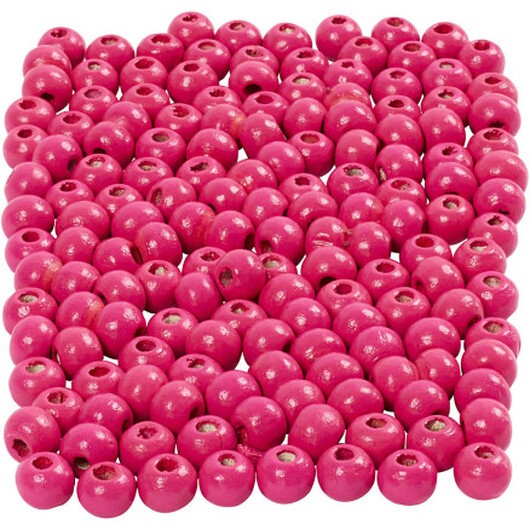 Träpärlor, diam. 5 mm, hålstorlek 1,5 mm, rosa, 6g/ 1 frp, 150 st.