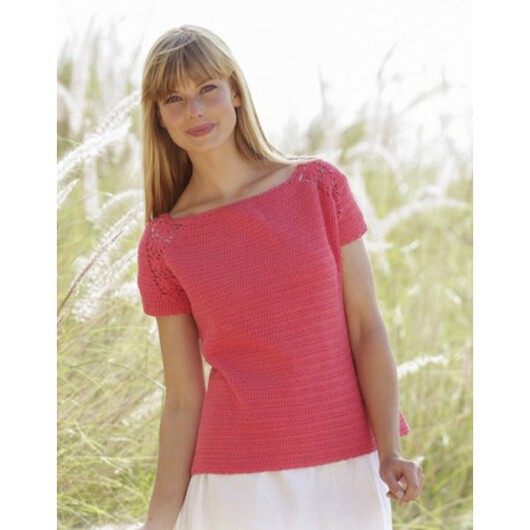 Warm Apricot by DROPS Design - Topp Virk-mönster strl. S - XXXL