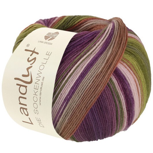 Lana Grossa Landlust Sockervadd Garn 131 Moss/Olive/Lime/Kanel/Rosa/Grå/Nougat