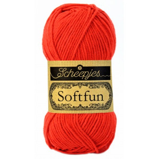 Scheepjes Softfun Garn Unicolor 2410 Ljus Röd