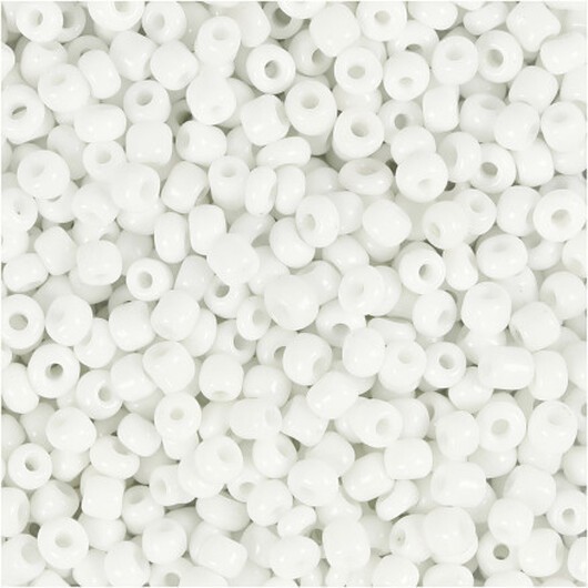 Rocai-pärlor, diam. 3 mm, storlek 8/0, hålstorlek 0,6-1,0 mm, vit, 25g/ 1 frp.