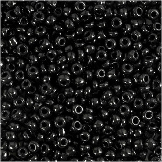 Rocaillepärlor, Dia. 3 mm, stl. 8/0, Hålstl. 0,6-1,0 mm, svart, 500 g/ 1 förp.
