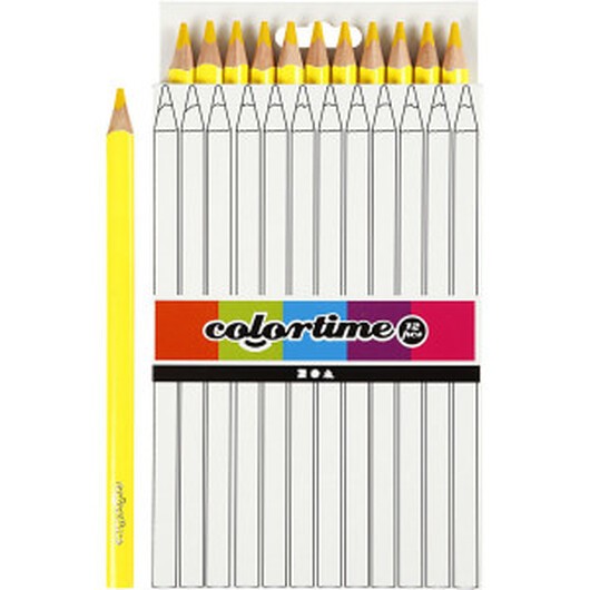 Colortime Färgpennor, L: 17,45 cm, kärna 5 mm, JUMBO, gul, 12 st./ 1 förp.