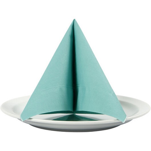 Servetter, vit rygg, storlek 33x33 cm, ljus turkos, 20 st / 1 frp.