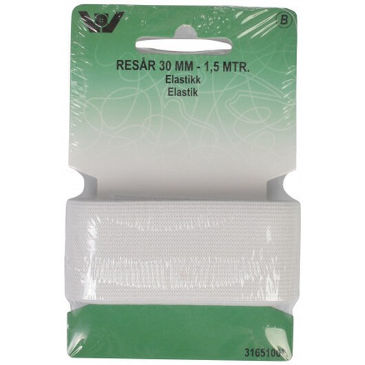 Resår/Resårband Vit 30mm 1,5m