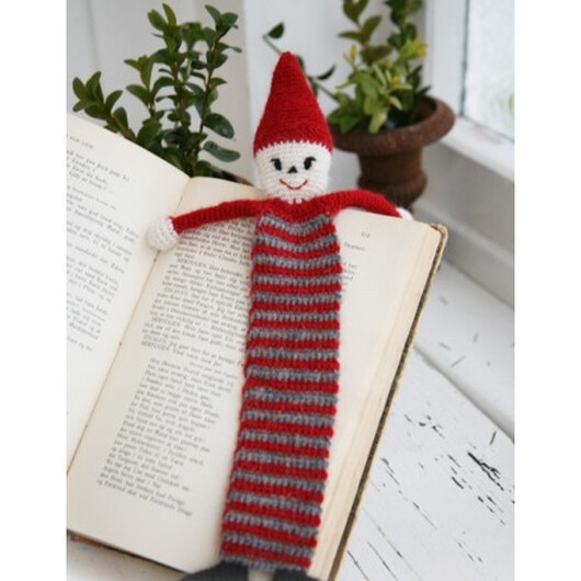 Tomtebokmärke by DROPS Design - Jultomte Bokmärke Virkmönster