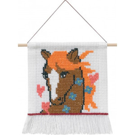 Permin Broderikit Aida till Barn Häst 16x18cm