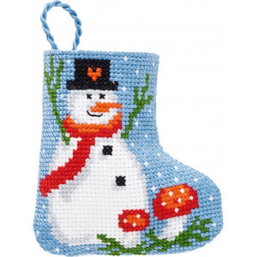 Â Permin Broderikit Julstrumpa Snögubbe 7x8cm