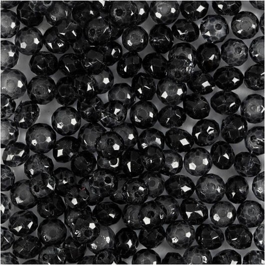 Facetterade pärlor, diam. 4 mm, hålstorlek 1 mm, grå, 45 st / 1 frp.