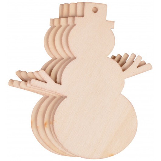 Infinity Hearts Till och Frånkort Snögubbe Trä Natur 9x6,9cm - 5 st