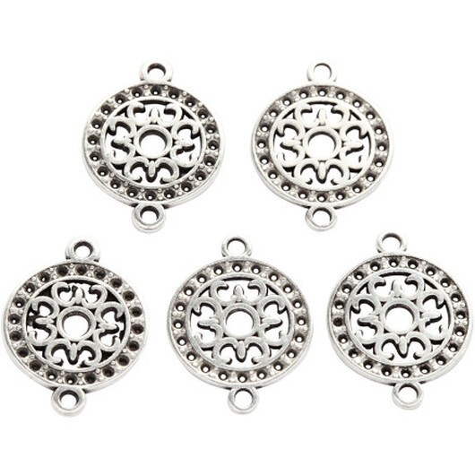 Smyckeshänge, diam. 14 mm, hålstorlek 1,2 mm, silverpläterad, 5 st / 1 frp.