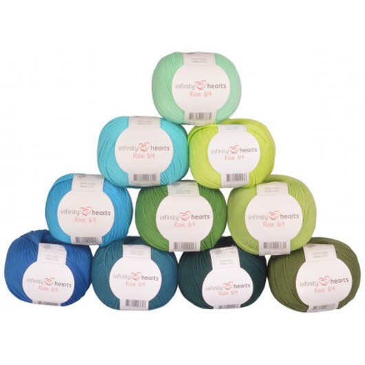 Infinity Hearts Rose 8/4 Garnpaket 18 Blå och Gröna nyanser - 10 st