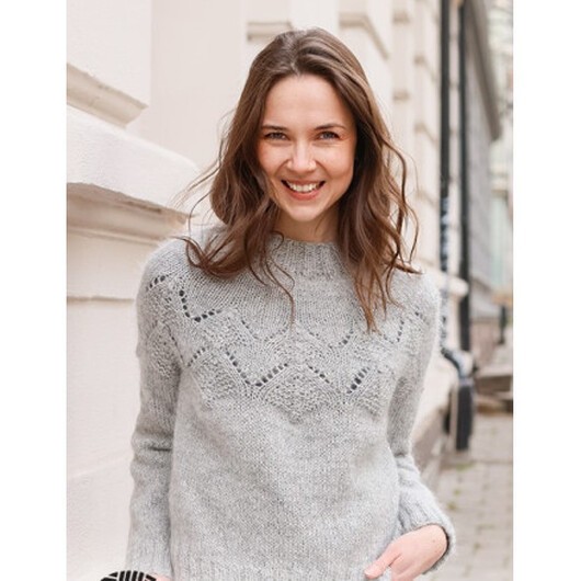 Silver Diamond by DROPS Design - Tröja Stickmönster str. S - XXXL