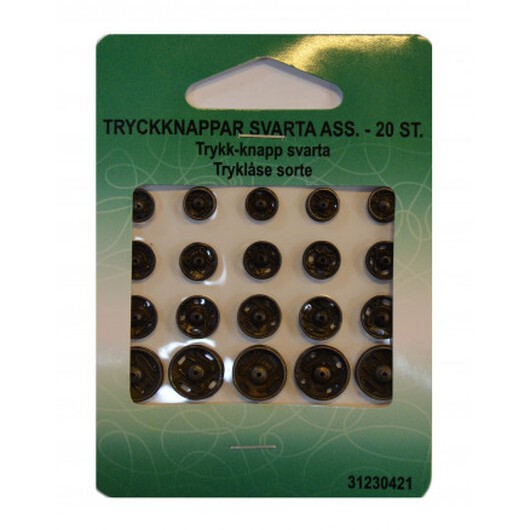 Trycklås Svart Ass. 20 st.
