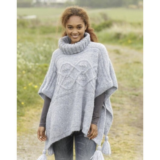 Alanna by DROPS Design - Poncho Stick-mönster strl. S/M - XXXL