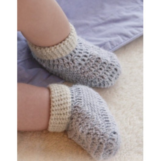 Baby Steps by DROPS Design - Baby Tofflor Virk-mönster strl. 0/1 mdr - 3/4 år