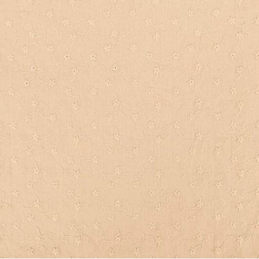 Bomullstyg med broderi 135cm 652 Ljusbeige - 50cm