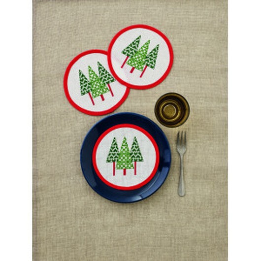 Permin Broderikit Julgranar 3st Ø16cm