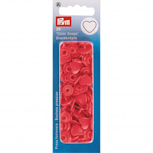 Prym Colour Snaps Tryckknappar Plast Hjärta Röd - 30 st.