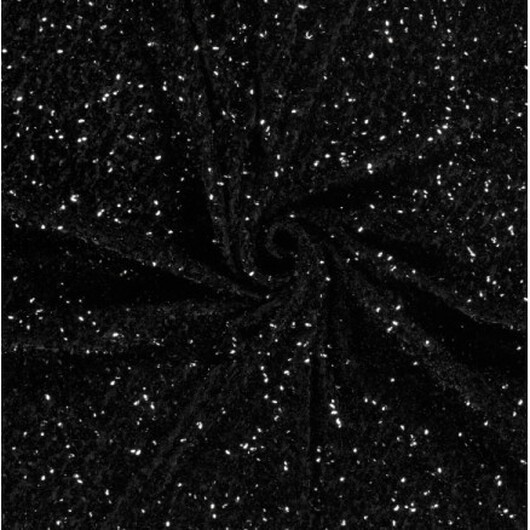 Polyester m/Paljetter Tyg 145cm 69 Svart - 50cm