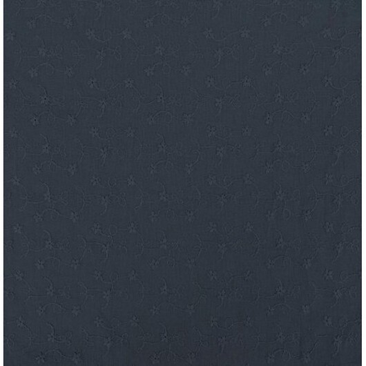 Bomullstyg med broderi 135cm 008 Navy - 50cm