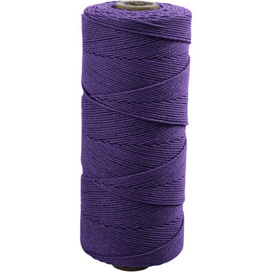 Makramésnöre, L: 315 M, tjocklek 1 mm, Tunn kvalitet 12/12, violet, 220 g/ 1 nystan