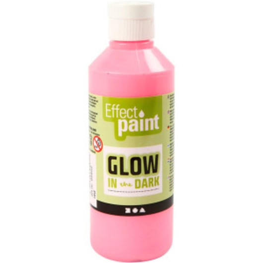 Glow in the Dark, Självlysande Färg, fluorescerande ljusröd, 250 ml/ 1