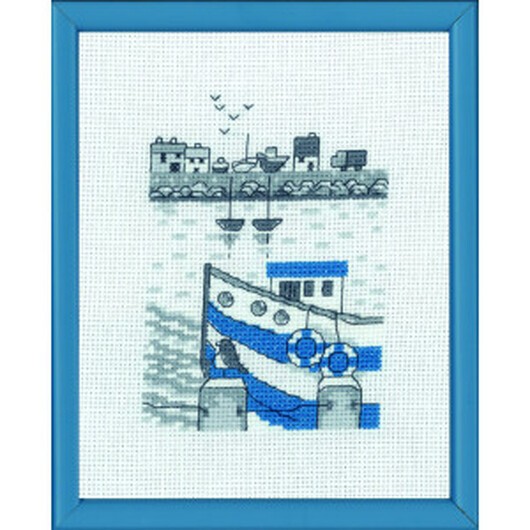 Permin Broderikit Fiskebåt 14x18cm