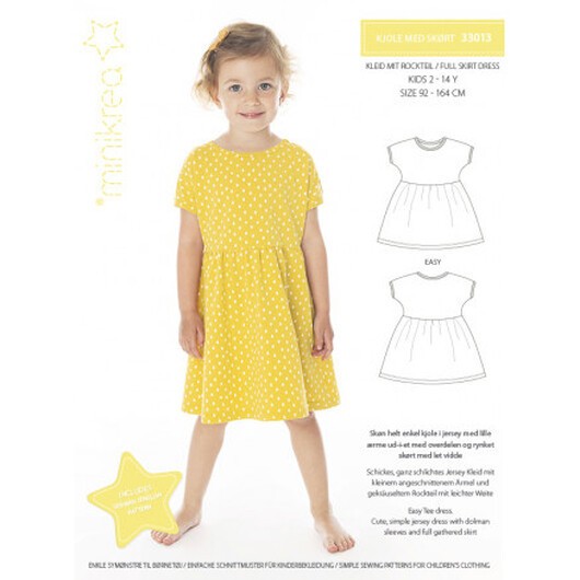 MiniKrea Mönster 33013 Klänning med Skört Storlek 2-14 år