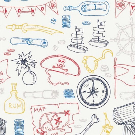 Bomullsjersey Print Tyg 150cm 002 Pirater - 50cm